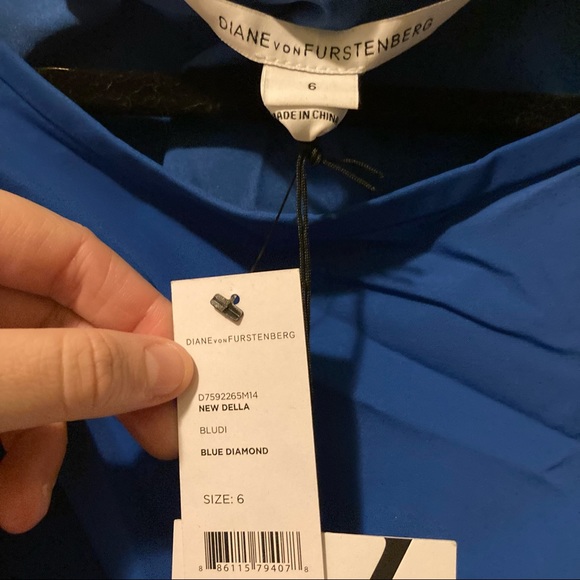 Diane Von Furstenberg Blue Twist Tie Waist Tank Dress 6 - Picture 4 of 5